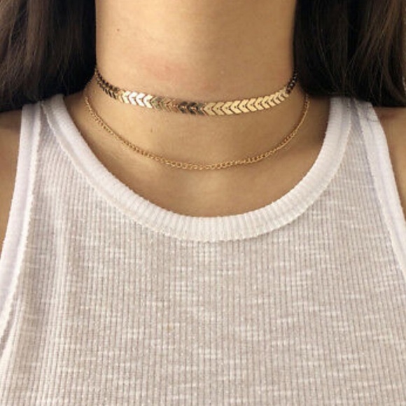 2/$10 NEW! Double Layer Arrow Choker Necklace Boho Cute Summer - Picture 1 of 8